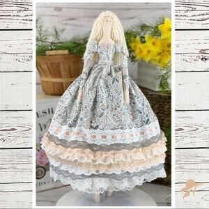 Tilda doll full skirt blonde beads bloomers lace